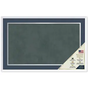 CustomPictureFrames.com Solid Wood Military Shadowbox - Deep Navy and Silver Mat - Large - Multiple Frame Colors - Medals Ribbons Insignia Made in the USA