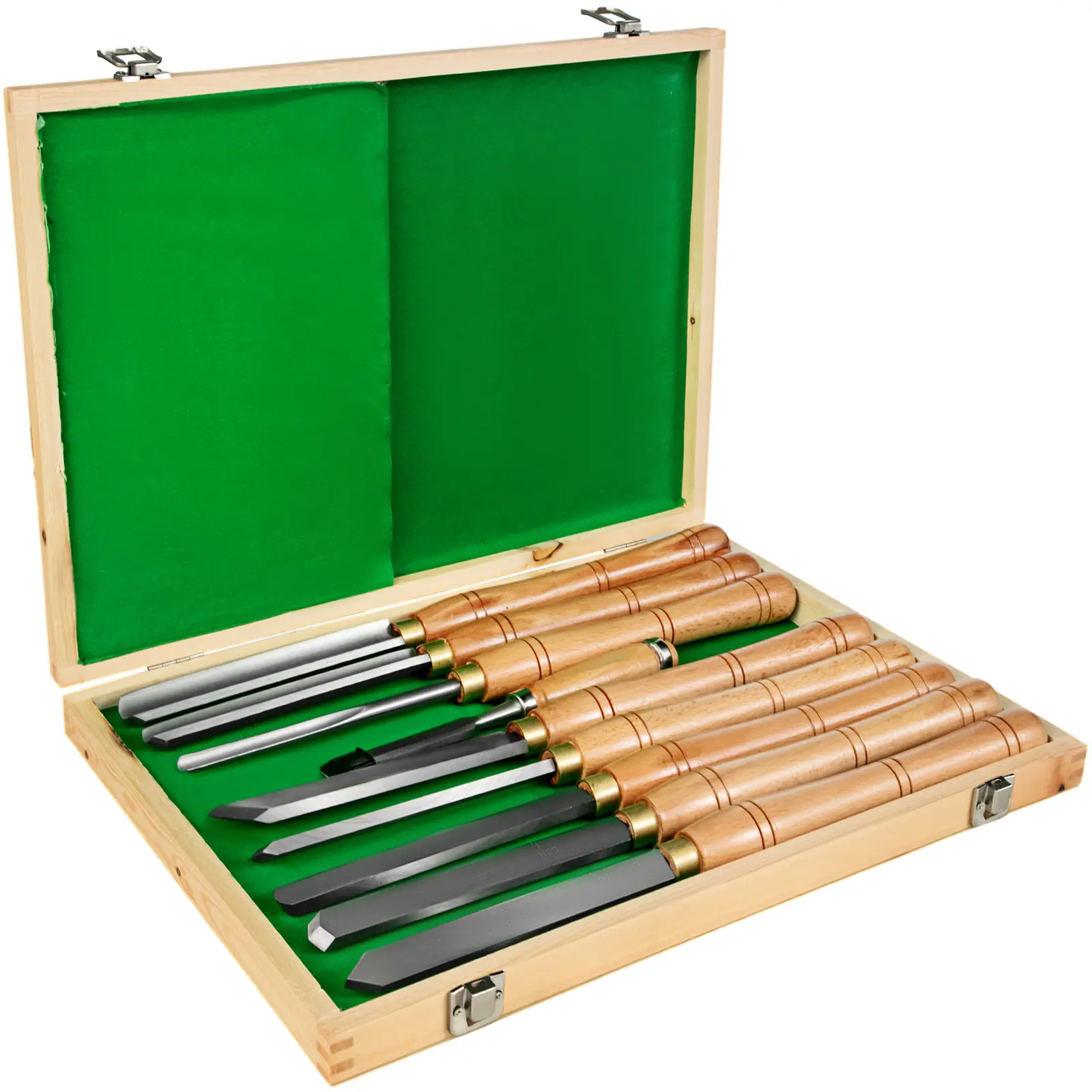 【Summerfinds】VEVOR 8-Piece Wood Lathe Chisel Set with Blade - Heavy Duty Woodworking Tools, Bonus Chisel, Portable Hardware Tool Box, Wooden Storage Case, Handle