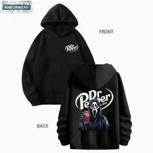 Dr.Pepperr Ghost Face Horror Street Double-Sided Hoodie, Dr.Pepperr Men's and Women's Hoodie, Spring Hoodie, Comfortable, Autumn and Winter Long-Sleeved Hoodie Double-Sided Printed, Fashionable Casual Wear, Couple Matching Clothing, Christmas Gift 9PW
