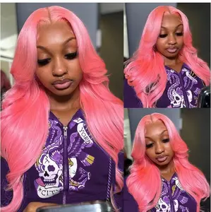 GK Pink Lace Front Wig Human Hair 180 Density Pink Wig Human Hair 13x6 HD Body Wave Lace Front Wigs Pre Plucked