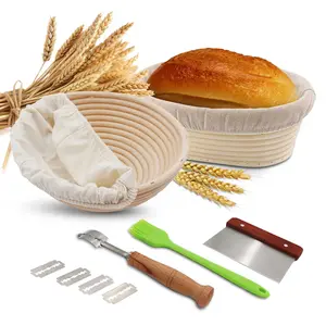 SliceElite Banneton Proofing Basket Set – 9" & 10" Round Sourdough Proofing Baskets with Linen Liners, Breads Lame & 5 Blades – Baking Tools for Artisan Bread Making Bakeware Oven