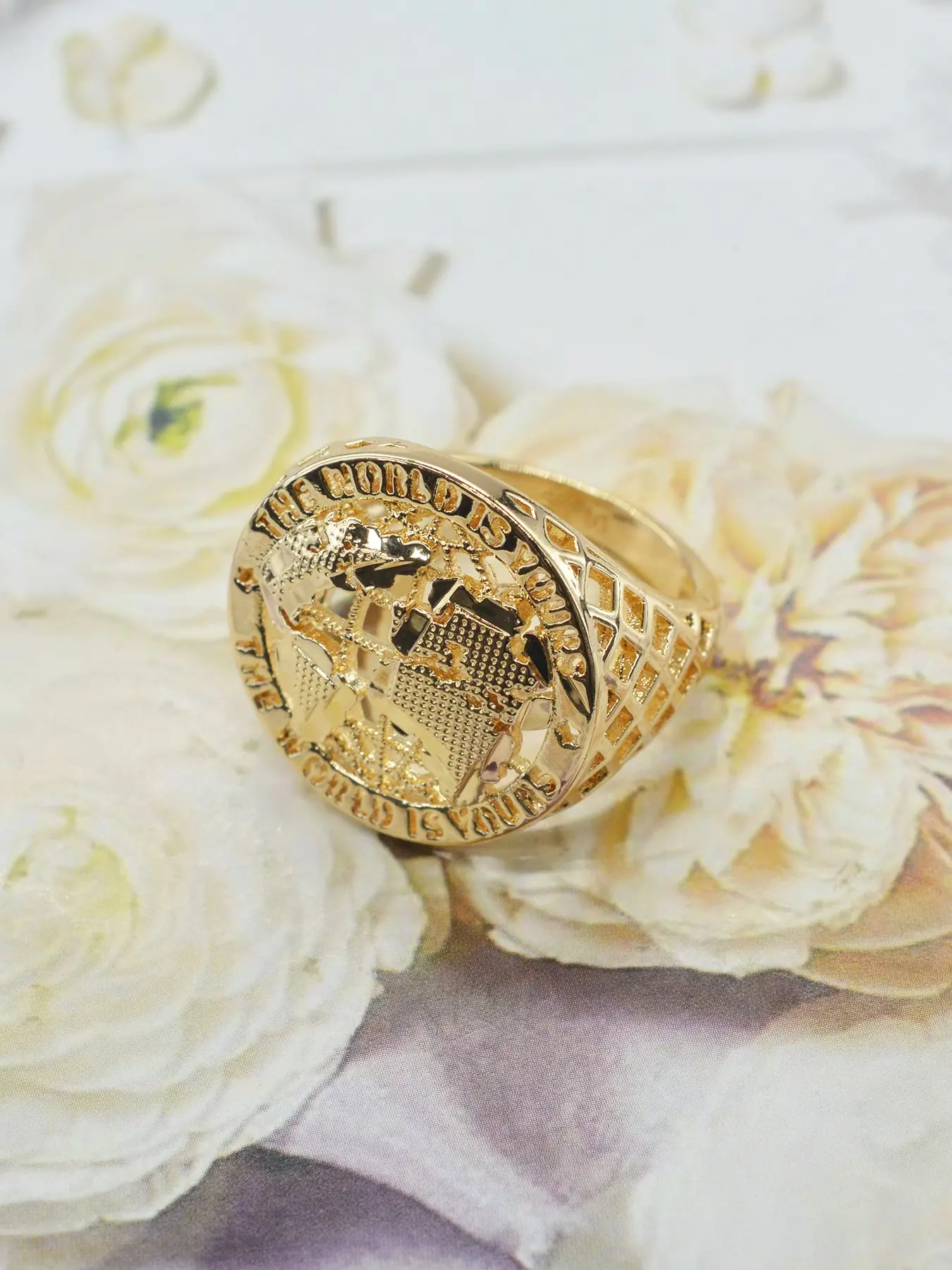 Men's Punk Hip-Hop Earth Ring, Punk Style Ring, Highland Cow Ring, Hollow Design Ball Shape, Daily Wear Party Festival Jewelry, Durable Accessory, Perfect Gift for Boyfriend Father, Jewelry Rings