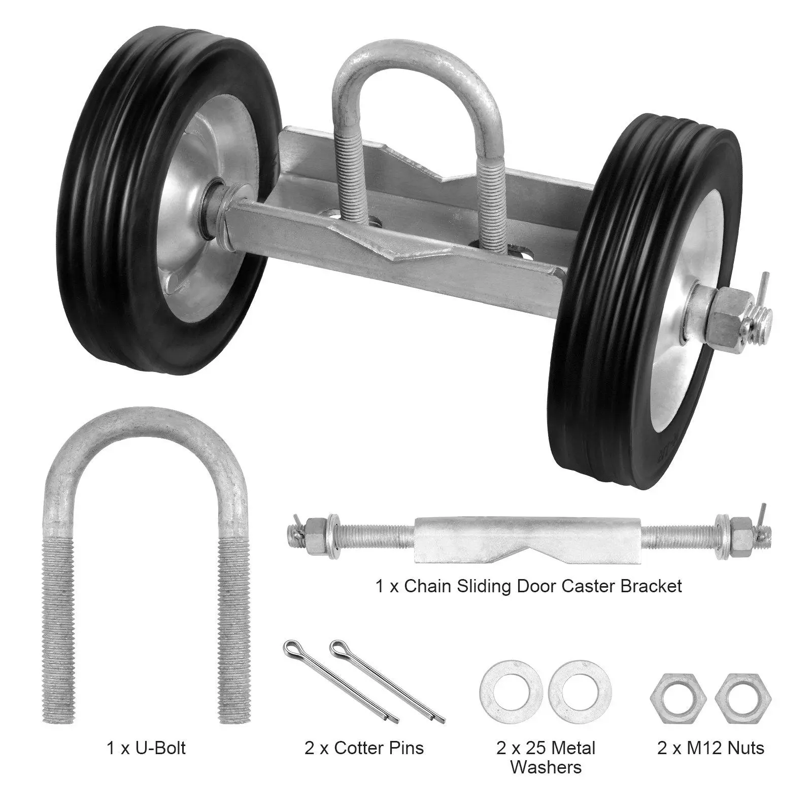 6” Heavy-Duty Sliding Gate Rolling Hardware Kit – Supports up to 600 lbs for Doors, Fences, or Barns