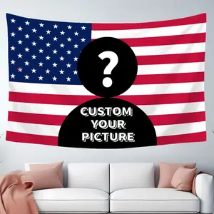 1 Piece Custom Pink or Blue US American Flag Polyester Tapestry - Personalized Image Design Artistic Full Print Decorative Accents Fabric Banner Wall Art, Backdrop for College Dorm, Living Room Home Decor, Artistic Tapestry Tapestries
