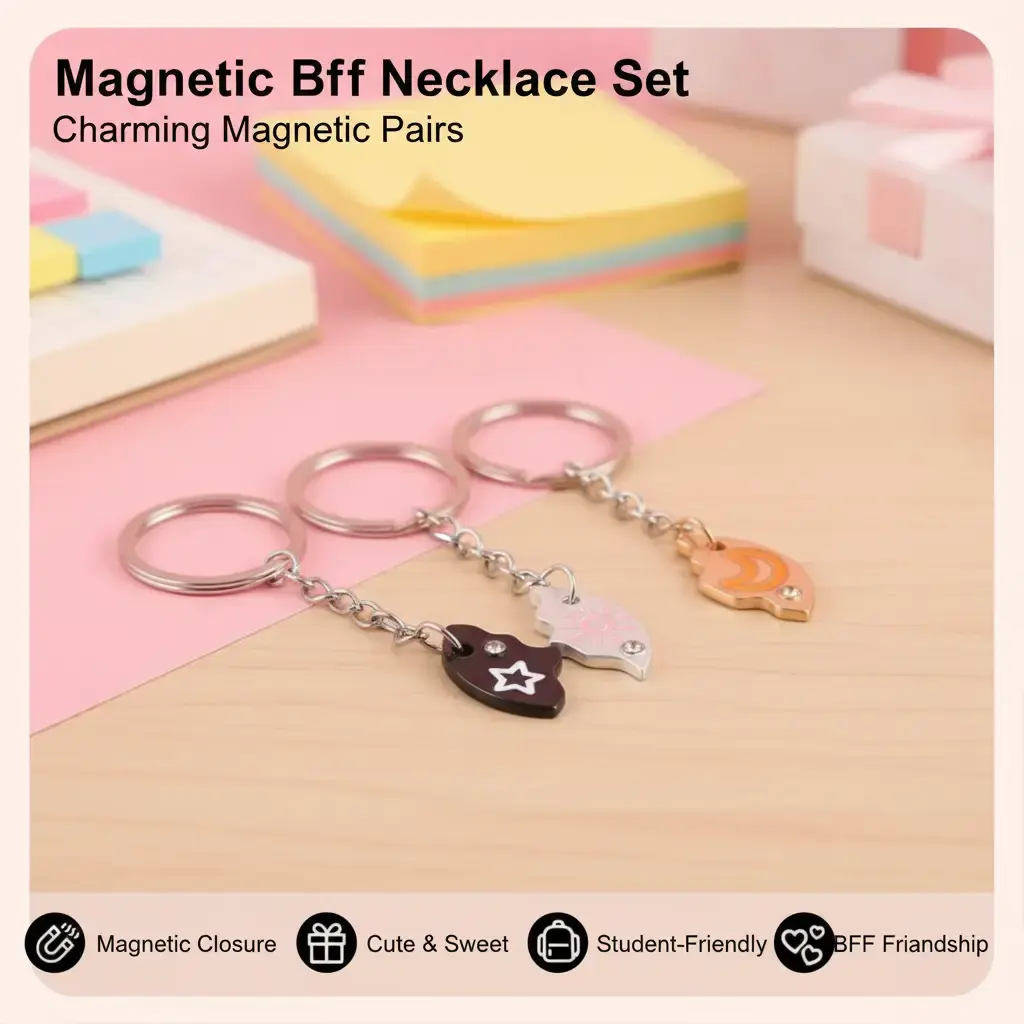 Magnetic Best Friend Necklace for 2, Matching BFF Friendship Pendant Jewelry, Back to School Small Gift for Students, Cute Sweet Birthday Gift for Girls