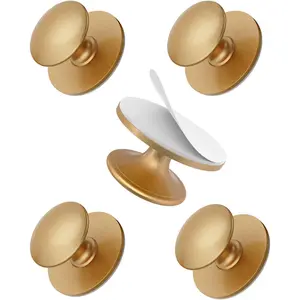5 Pack No Drilling Self Adhesive Cabinet Knobs, Self Stick Stainless Steel Drawer Handle Pulls, Stick-on Knobs for Kitchen Cabinet Window Wardrobe Dresser Cupboard Closet, Antique Gold