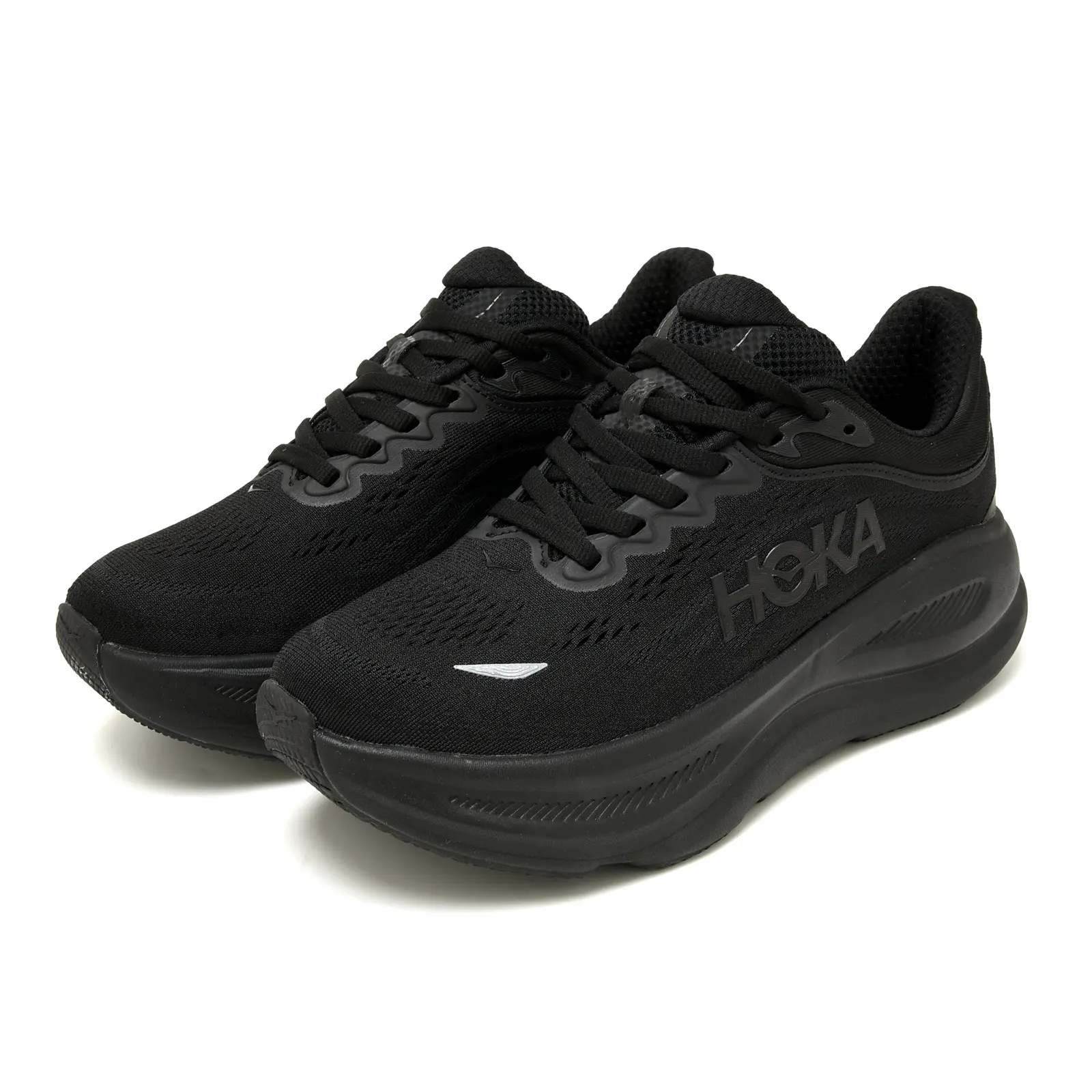 All Black Mesh Thick Sole Running Shoes Breathable Cushioned Lightweight Sneakers for Jogging Training Outdoor Daily Walking