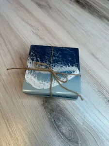 Ocean Resin Coaster Set (4-Piece) – Handmade Beach Home Decor