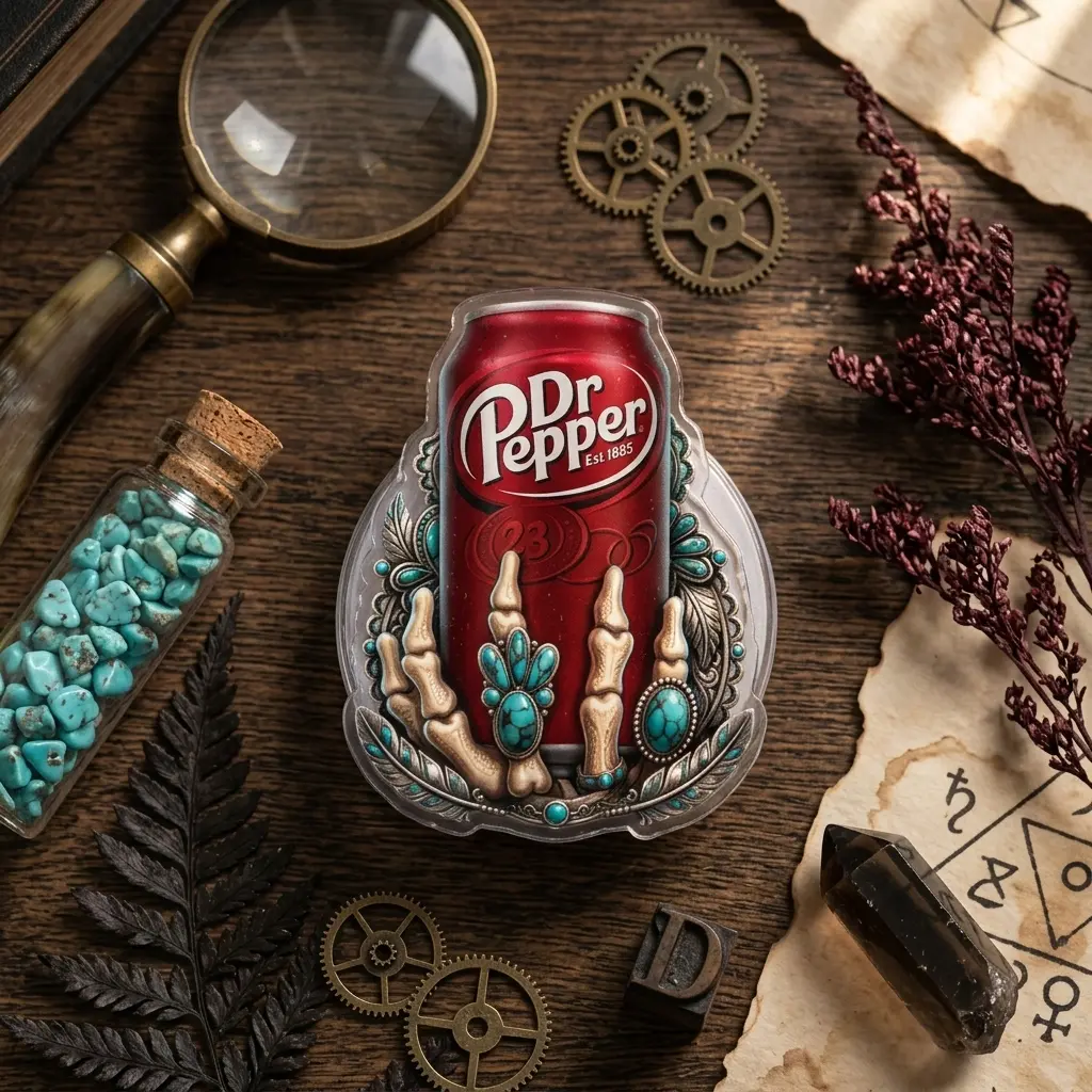 Cute Skeleton Hand Dr Pepper Phone Grip | Turquoise Western Gothic Soda Phone Holder Stand