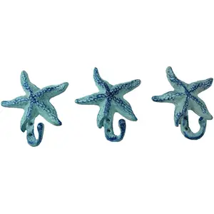 Set of 3 Starfish Wall Hooks, 4.5"