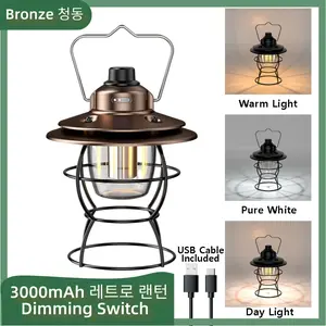 Retro Portable Camping Lantern 6000Mah Outdoor Kerosene Vintage Camp Lamp 3 Lighting Modes Tent Light for Hiking Climbing Yard NITEK