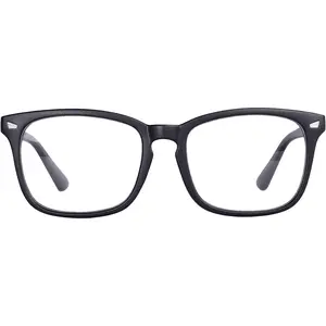 Glasses with Cute Nerd Frame Reading/Gaming/TV/Phones Glasses for Women Men (Matt Black)