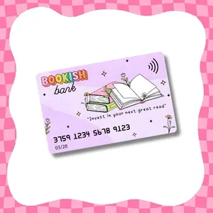 Bookish Bank Card Skin - Super Cute & Durable Vinyl Sticker with "Invest in Your Next Great Read" Design - Water-Resistant & Versatile for Various Card Sizes
