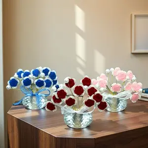 1PCRomantic home decor or car decor; Colorful crystal rose romantic bouquet; Perfect for Valentine's Day and Mother's Day gifts; Artificial Flower Bouquet;