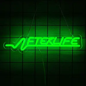 Cyberpunk Neon Sign for Wall Decor,Gaming  Neon Sign for Man Cave Shooting Game lights for for Gamer Room ,Bedroom,Bar,Birthday,Christmas Decor,Afterlife Neon Light Sign Green