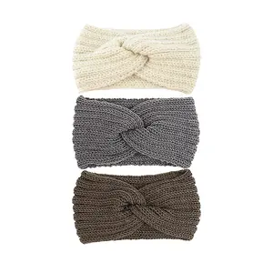 3 pcs Gift Set: Women's Chunky Knit Headbands with Bow, Cozy Winter Ear Warmers - Ideal Present for Her
