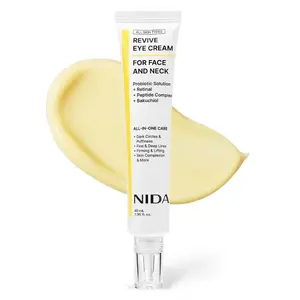 NIDA Revive Eye Cream For Face And Neck | Probiotics Lystate Solution, Retinal, Peptide Complex, Bakuchiol | Wrinkles, Fine Lines, Cell Turnover, Firm Skin Texture, Radiant Skin