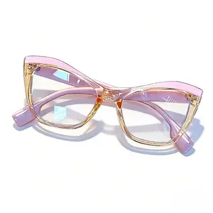 Y2K Pink & Clear Cat-Eye Anti-Blue Light Glasses for Women | Ultra-Light PC Frame with Transparent Design - Perfect for Street Style, Instagram Aesthetic, Office Work, Gaming & Trendy Daily Fashion Statements