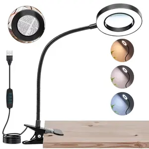 10x Magnifying Glass with Light, 3 Colors, 10 Brightness, 48 LED Magnifier Lamp, Ideal for Reading, Crafting, Painting, Close Work
