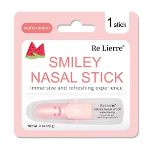 Re Lierre Smiley Nasal Stick Watermelon Flavor 1-Pack Fresh Scent for Office Fatigue Jet Lag Car Mood Enhancer Portable Wellness