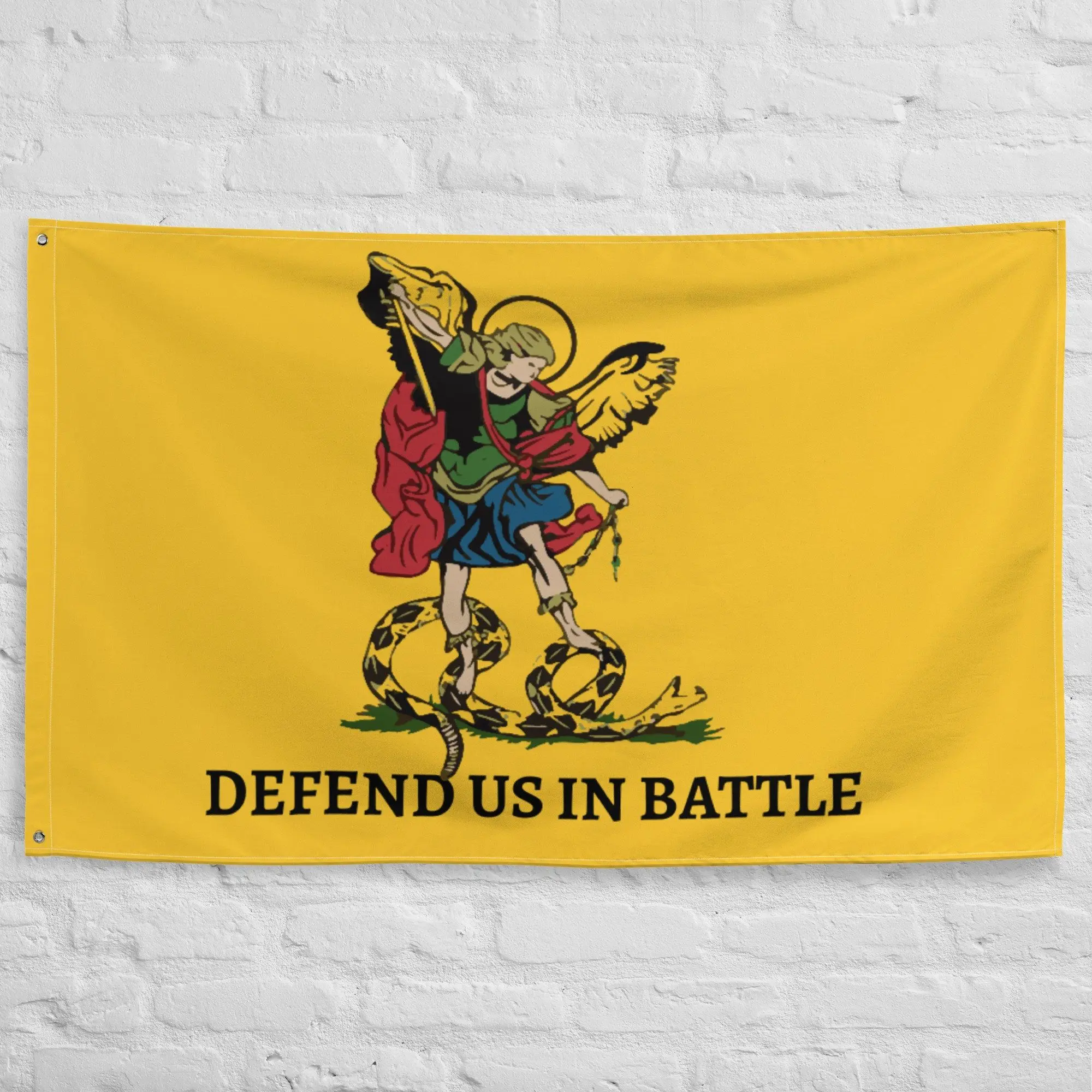 Holy Michael, the Archangel, defend us in battle. Flag - Gadsden flag - Catholic Flag - Holy Michael, the Archangel, defend us in battle. Flag - Gadsden flag - Catholic Flag -