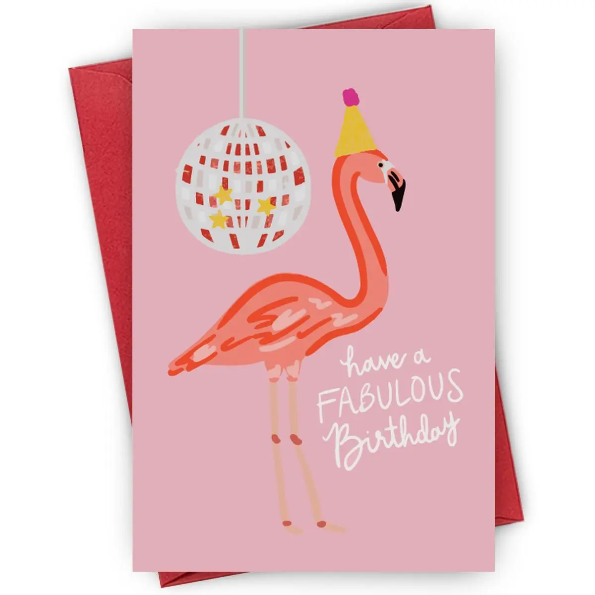 Flamingo Design Birthday Card, 1 Count Creative Birthday Greeting Card with Party Hat, Birthday Gift for Friends, Family, Coworkers, Fun Party Cards