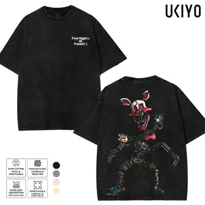 Five Nights at Freddy's Mangle Graphic Tee | Vintage Mineral Washed Oversized T-Shirt | FNAF Toy Foxy Endoskeleton Heavyweight Cotton Menswear Streetwear Top