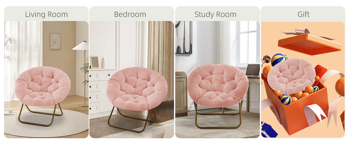 Grey Faux Fur Saucer Chair – Oversized XL Circle Chair for Bedroom, Dorm & Gaming – Foldable Moon/Mushroom Round Seat – Comfy Accent Chair for Adults, Teens & Kids Grey Faux Fur Saucer Chair – Oversized XL Circle Chair for Bedroom, Dorm & Gaming – Foldable Moon/Mushroom Round Seat – Comfy Accent Chair for Adults, Teens & Kids