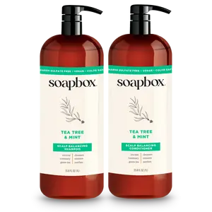 Soapbox Tea Tree Shampoo + Conditioner Set – Feel Refreshed & Rebalanced – With Shea, Aloe, Jojoba & Vitamins for Scalp Purifying Hydration