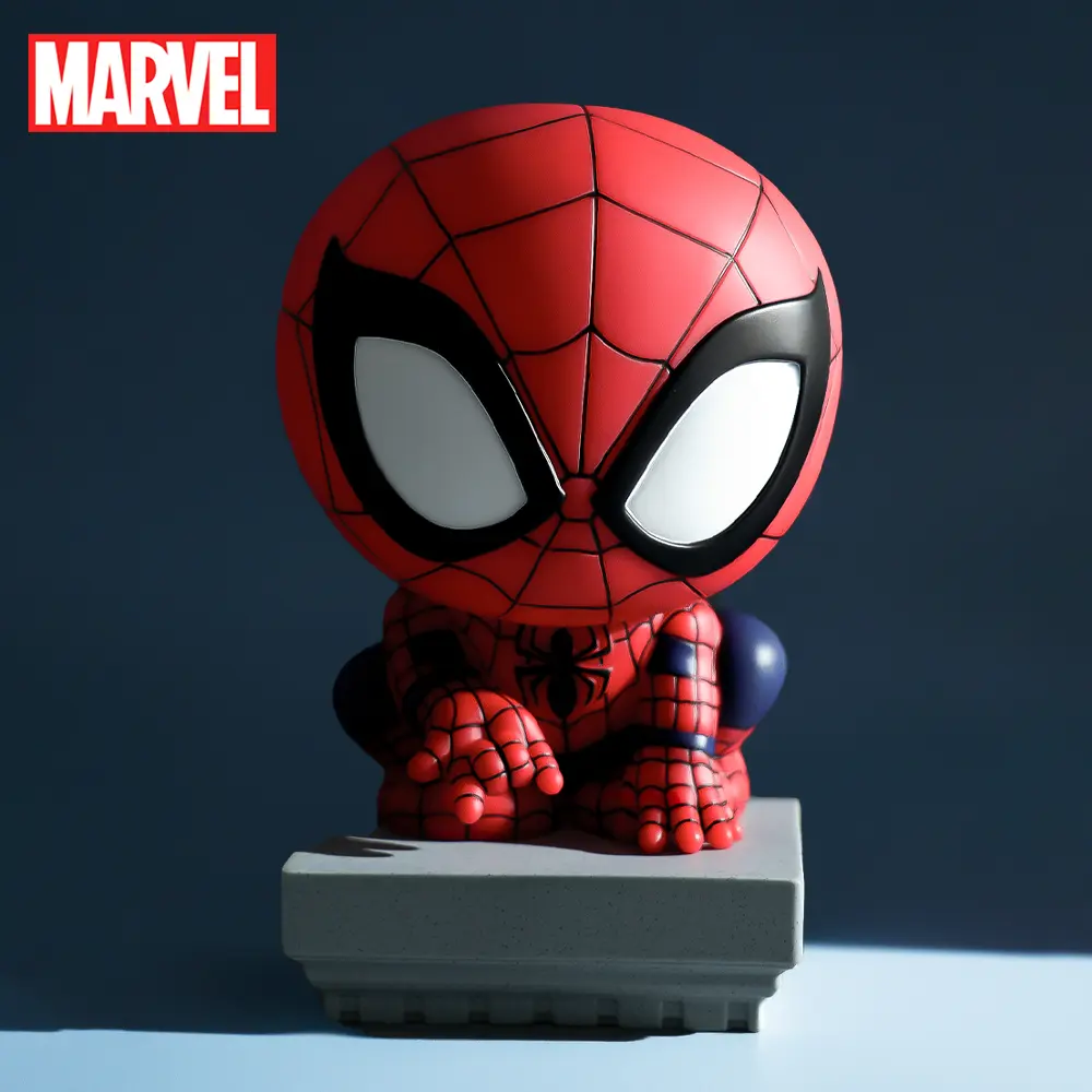 1PC Marvel Officially License Figural Spiderman Statue Piggy Bank PVC Marvel Movie Peripheral Collectible Novelty Change Money Bank Desktop Decoration Home Money Saving Box Best Gifts for friends