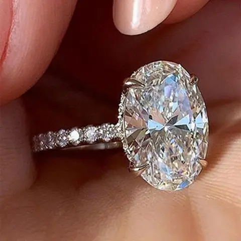 Elegant Oval Shaped Artificial Zirconia Ring, copper zirconia, Engagement Ring, Sparkling Zirconia, Fashion Accessories for Women, Trendy All-match & Exquisite Jewelry for Birthday Gift, Synthetic Zircon Rings, Beautiful Rings