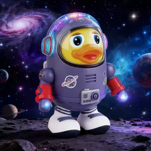 Dancing Space Duck Toy with Music & LED Lights, Musical Light Up Astronaut Duck Walking Toy, Swing Arm Dance Toy for Baby Toddlers Boys Girls Gift