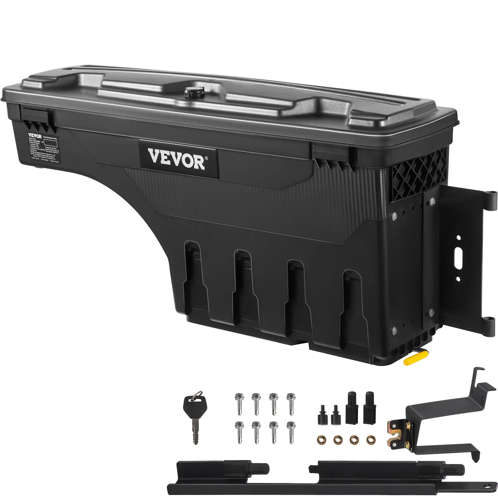 【Summerfinds】VEVOR Lockable Waterproof ABS Truck Bed Storage Box, 6.6 Gal/20 L Wheel Well Tool Organizer, Compatible with 2019-2020 Chevrolet Silverado 1500 GMC Sierra 1500 Passenger Side, Black, Tool Storage Kit, Vehicle Accessories, Latch, Easy Access,,