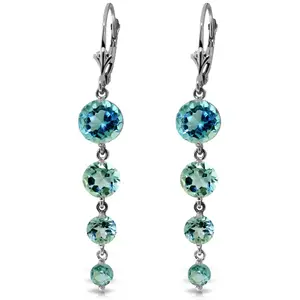 14k White Gold Chandelier Earrings with Natural Blue Topaz