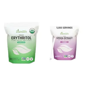 Durelife USDA organic erythritol sweetener 5 LB and Durelife 100% Pure stevia extract sweetener 8 oz