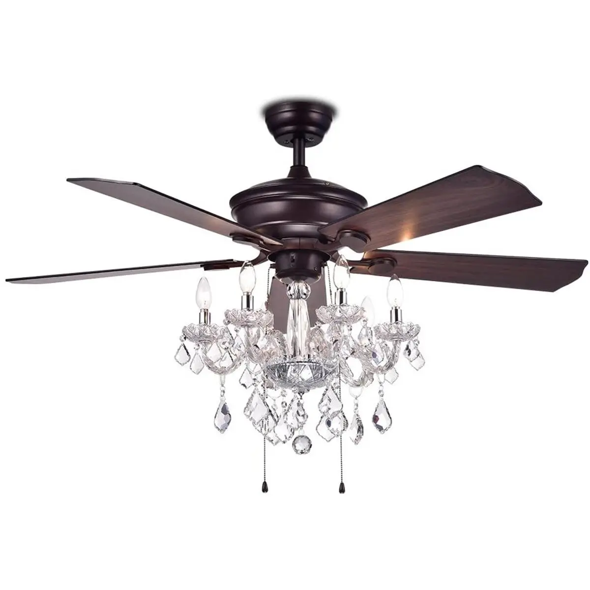 Warehouse of Tiffany  52 in. Havorand 5-Light Indoor Hand Pull Chain Ceiling Fan, Bronze