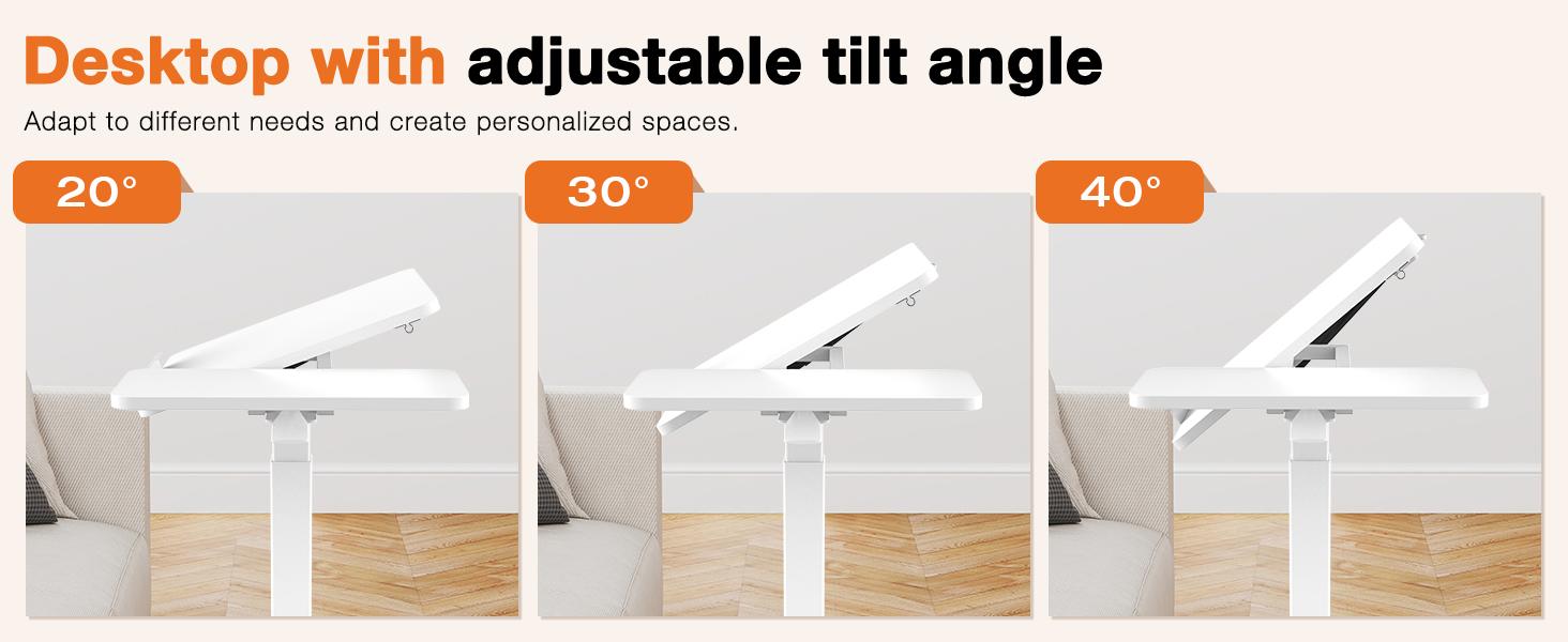 Overbed Bedside Table with Wheels, Mobile Standing Stand Up Rolling, Adjustable Height Tray, Side Computer Workstation for Home, Office Use