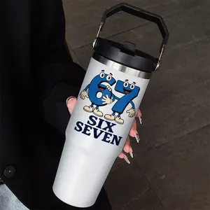 Creative Fun Six Seven 30oz Insulated Cup, Stainless Steel with Straw, Ideal for Cold Drinks, Perfect Gift for Men and Women, Flasks