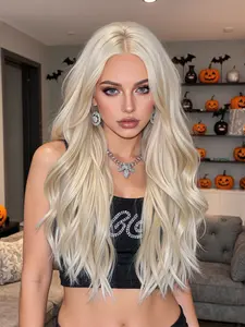 13x6 HD Pre-Plucked Lace Wig, Lace Closure Wigs, Platinum Gradient Long Curly Hair, Split Part Free Style Lightweight Natural Look for Women