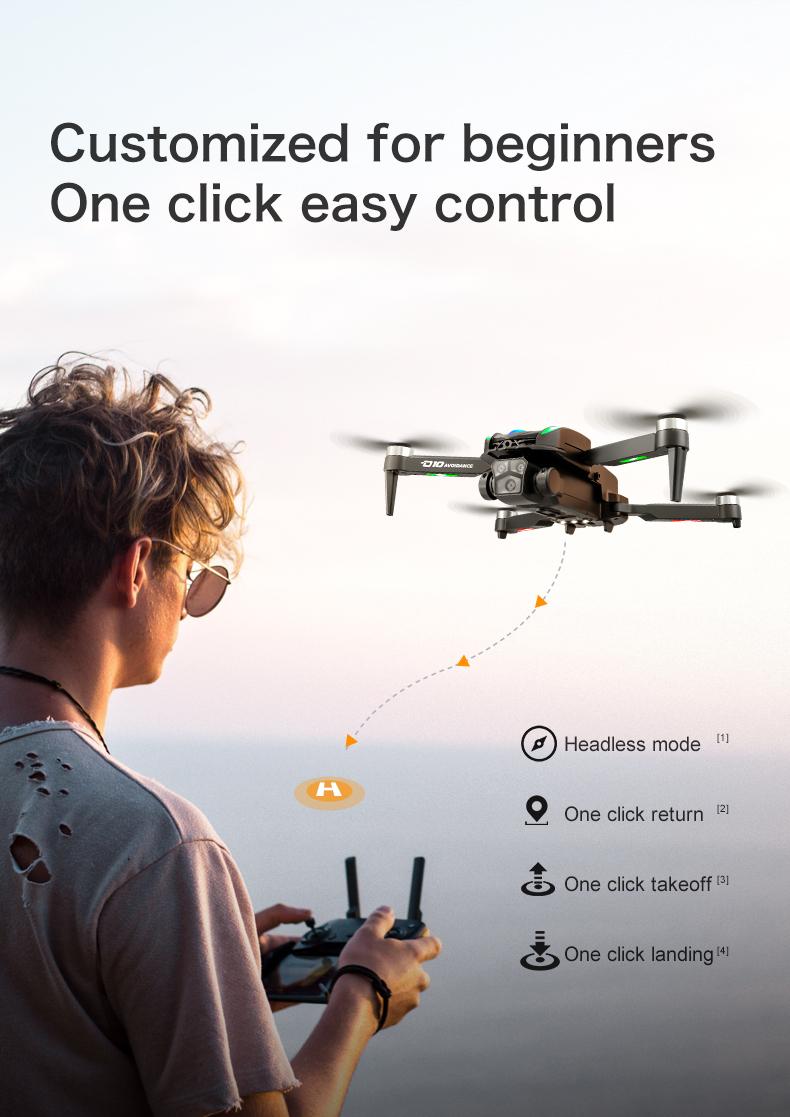 D10 Drone | Brushless Motor 4-Way Obstacle Avoidance Drone with Gradient Flowing Lights, Optical Flow & Servo Gimbal EIS Stabilization, Dual WIFI Camera, Sports Car Shape, Foldable, Gesture Control & One Key Return D10 Drone | Brushless Motor 4-Way Obstacle Avoidance Drone with Gradient Flowing Lights, Optical Flow & Servo Gimbal EIS Stabilization, Dual WIFI Camera, Sports Car Shape, Foldable, Gesture Control & One Key Return