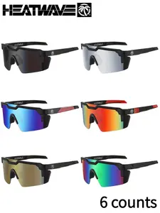 6 Pack Heat Wave Polarized Cycling Sunglasses, Uv400 Protection, Windproof Anti-Glare, for Biking Running Driving, All Seasons