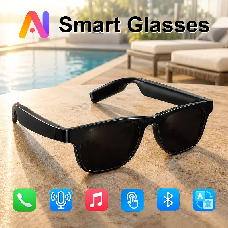 Multifunctional Smart Glasses - Lightweight Wireless Wearable Eyewear with Photochromic Fashion Lenses, HD Audio, Bluetooth, Built-in Speaker & Microphone, Real-Time Translation, HD Voice Calls, Music Player, Batteries, for Travel, Driving, Everyday Use