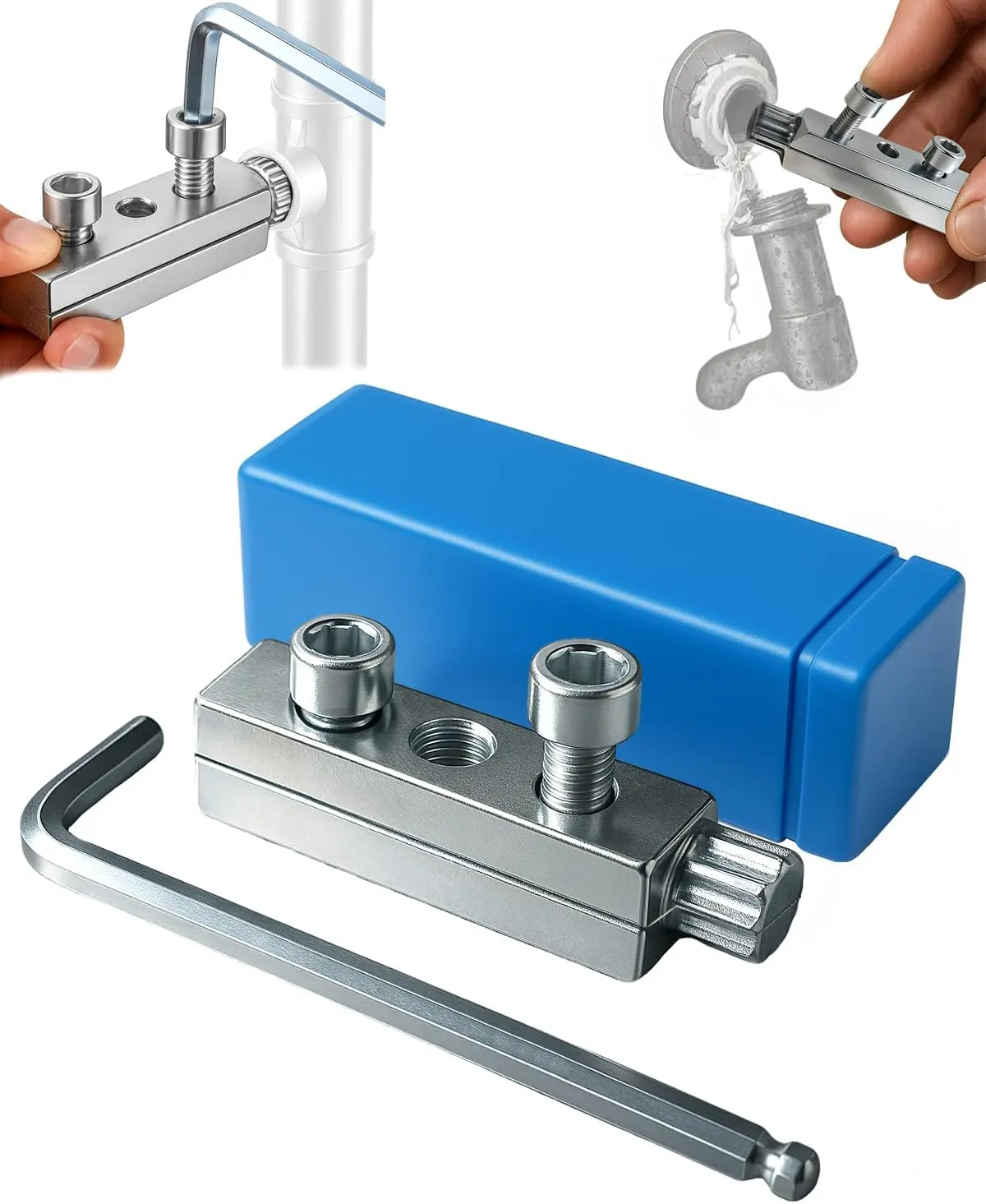 Metal Broken Pipe & Faucet Extractor Full Set - Tension System, Wrench Compatible Damaged Tap & Water Pipe Remover (1 Set)