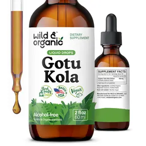 Wild & Organic's Gotu Kola Herb Tincture - Brain Support - Gotu Kola Liquid Extract Drops - Vegan, Sugar & Alcohol-Free Centella Asiatica Supplement