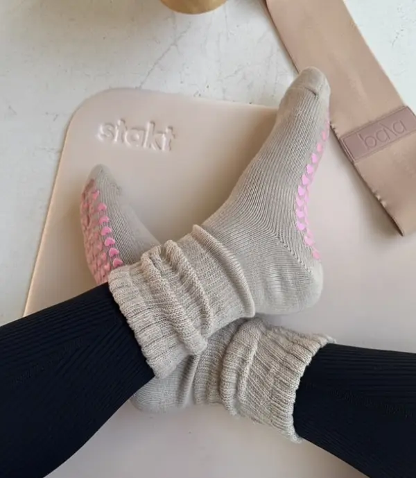 Lotties slouchy scrunchy socks with pink heart grips Lotties slouchy scrunchy socks with pink heart grips