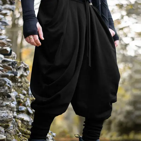 INCERUN Fashionable Men's Deconstructed Pleated Pants, Drawstring Elastic Waists, Casual Slant Pocket, Stylish Long Trousers for Casual Wear, Comfortable and Trendy Design, All Purpose Pants, Casual Wear Bottoms