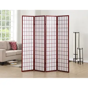 4 Panel Oriental Shoji Screen / Room Divider, Cherry,Folding (Using high-quality and premium materials),Room Dividers,Room Divider Privacy Screens,for Home Office Bedroom,Stable and sturdy