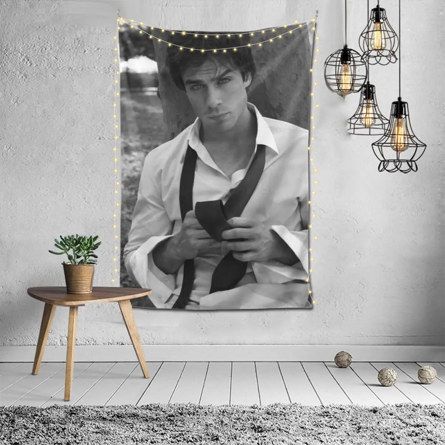 Ian Somerhalder Print Light Cotton-Linen Wall Hanging Flag Tapestry (30x40in/76x102cm) - Home Decor for Bedroom, Outdoor Patio, University Dorm Gift