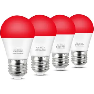 LED Red Sleep Light Bulb Dimmable,  Blue Light Blocking Bulb 630nm Promoting Melatonin Red Light Bulbs, A15 5W E26 Base Dim Light Bulbs for Bedroom,  ,4 Packs