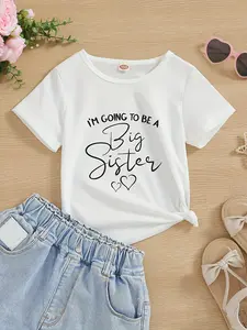 I'm Going to be a Big Sister T-Shirt Cute Heart Graphic Tee for Girls